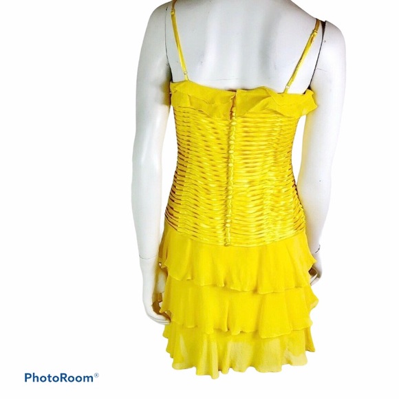 VTG 80s Sue Wong 8 Bright Yellow Flapper Dress - Picture 5 of 7